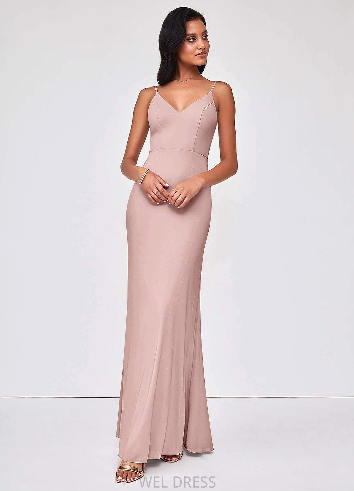 Angelina Floor Length Natural Waist A-Line/Princess Scoop Sleeveless Bridesmaid Dresses