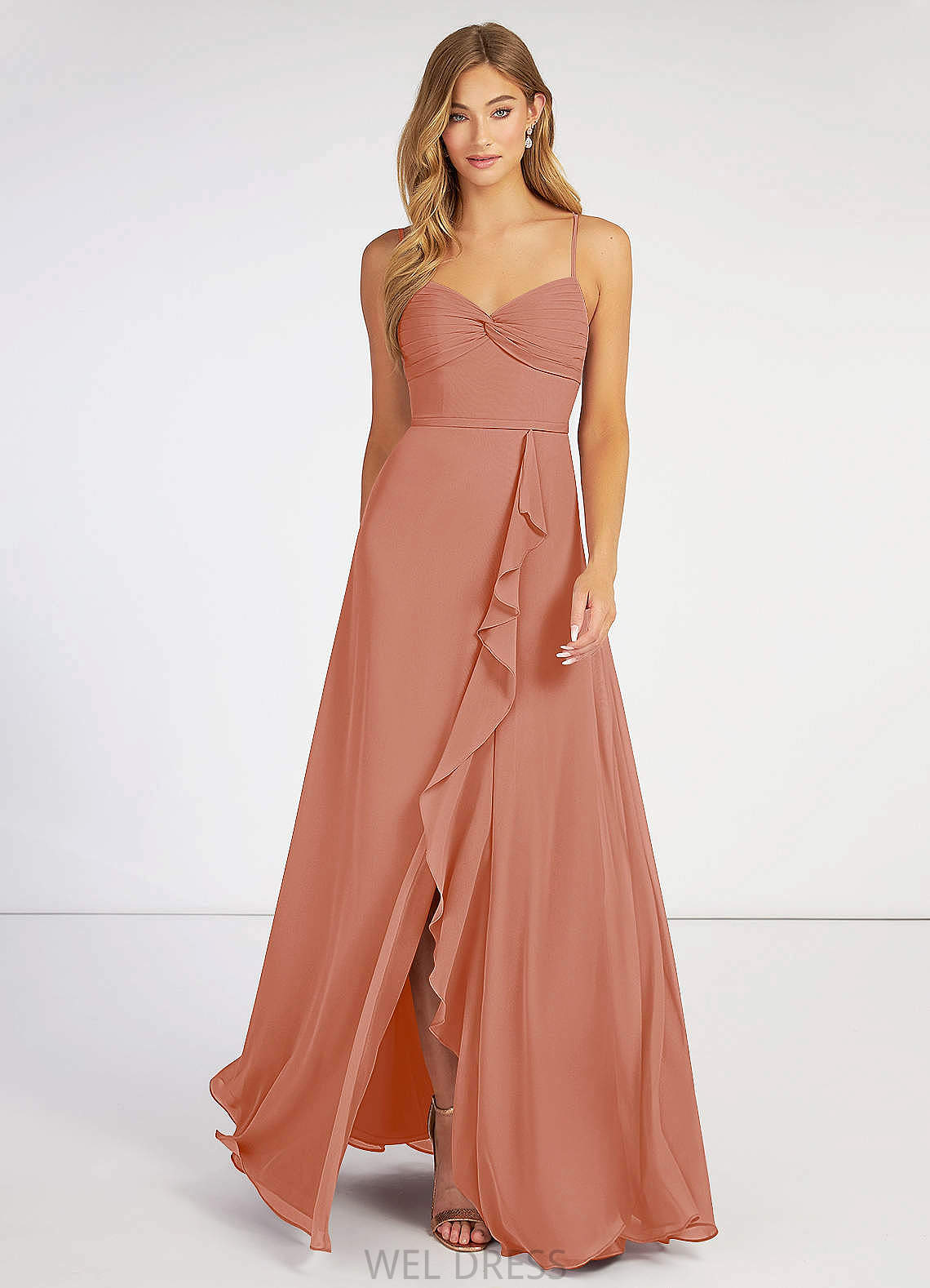 Theresa Floor Length Sleeveless V-Neck A-Line/Princess Natural Waist Bridesmaid Dresses