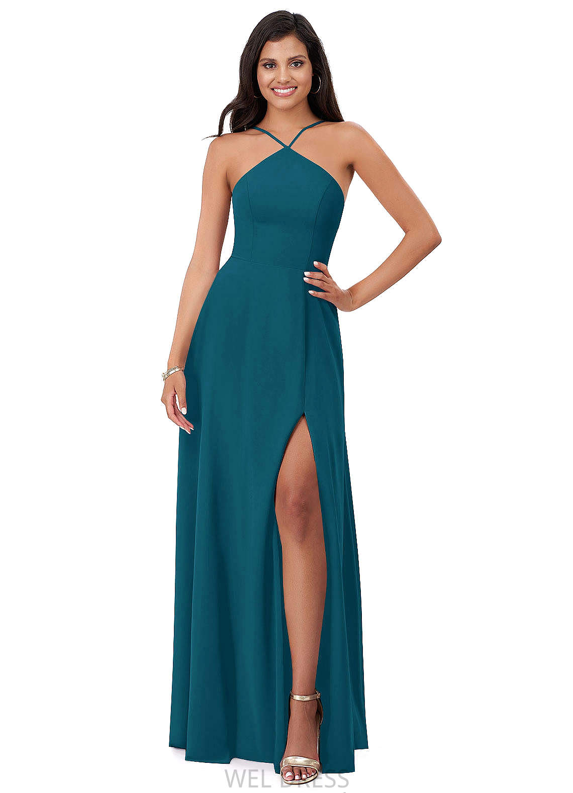 Ariel Scoop Sleeveless A-Line/Princess Natural Waist Floor Length Bridesmaid Dresses