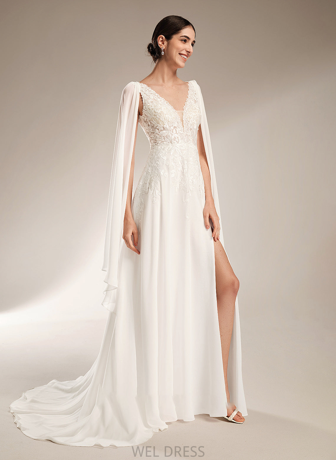 Court Ariana V-neck Wedding Dresses Wedding Dress A-Line Train Sequins With