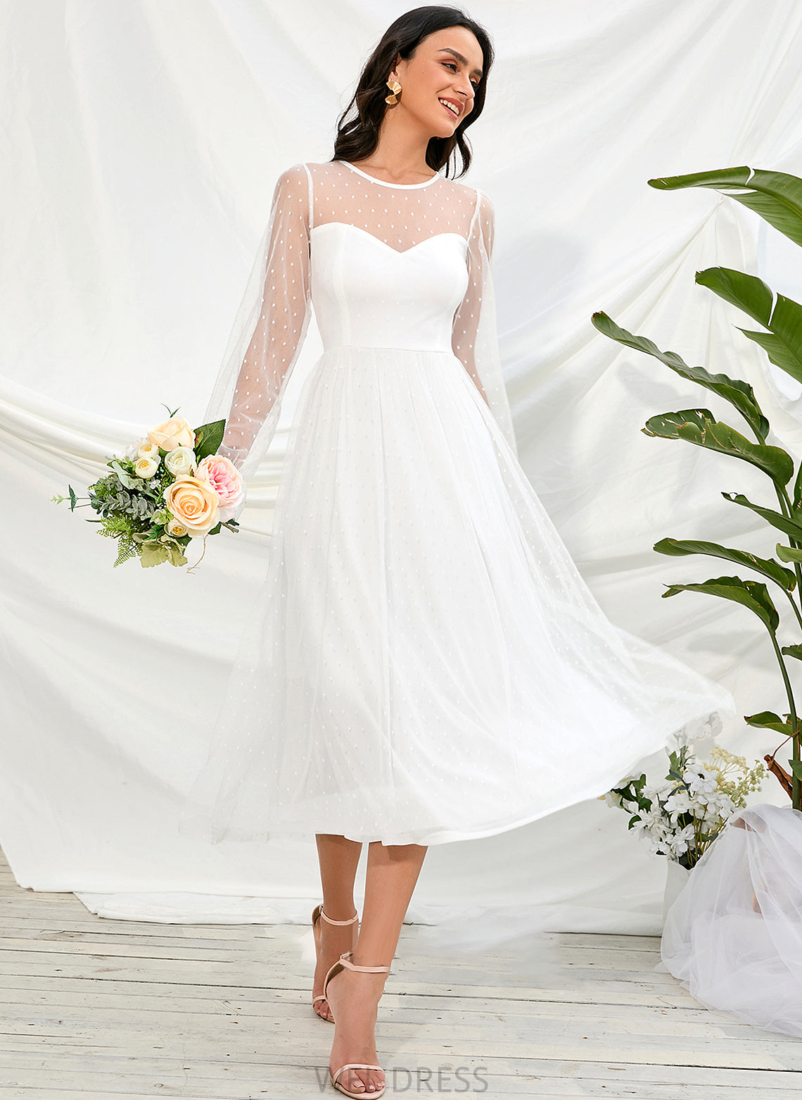 Dress A-Line Tea-Length Wedding Wedding Dresses Macy