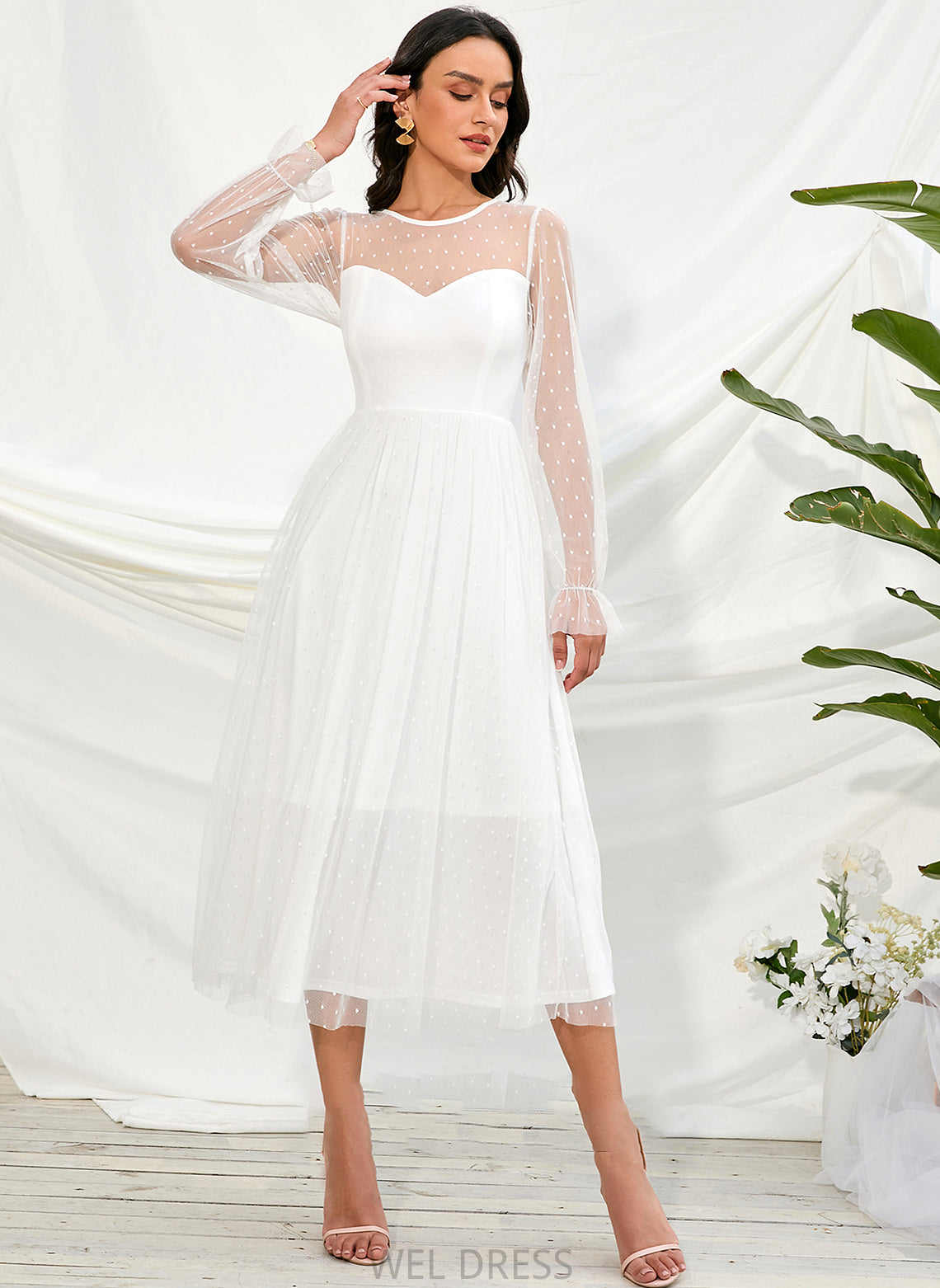 Dress A-Line Tea-Length Wedding Wedding Dresses Macy