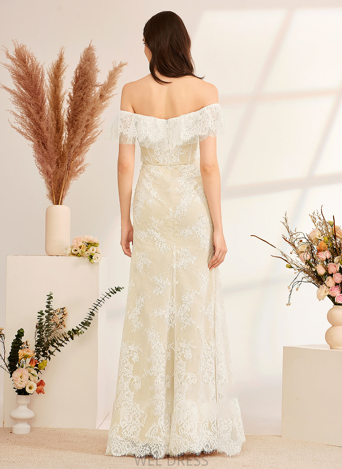 Wedding With Sequins Dress Trumpet/Mermaid Floor-Length Off-the-Shoulder Beading Taniya Wedding Dresses