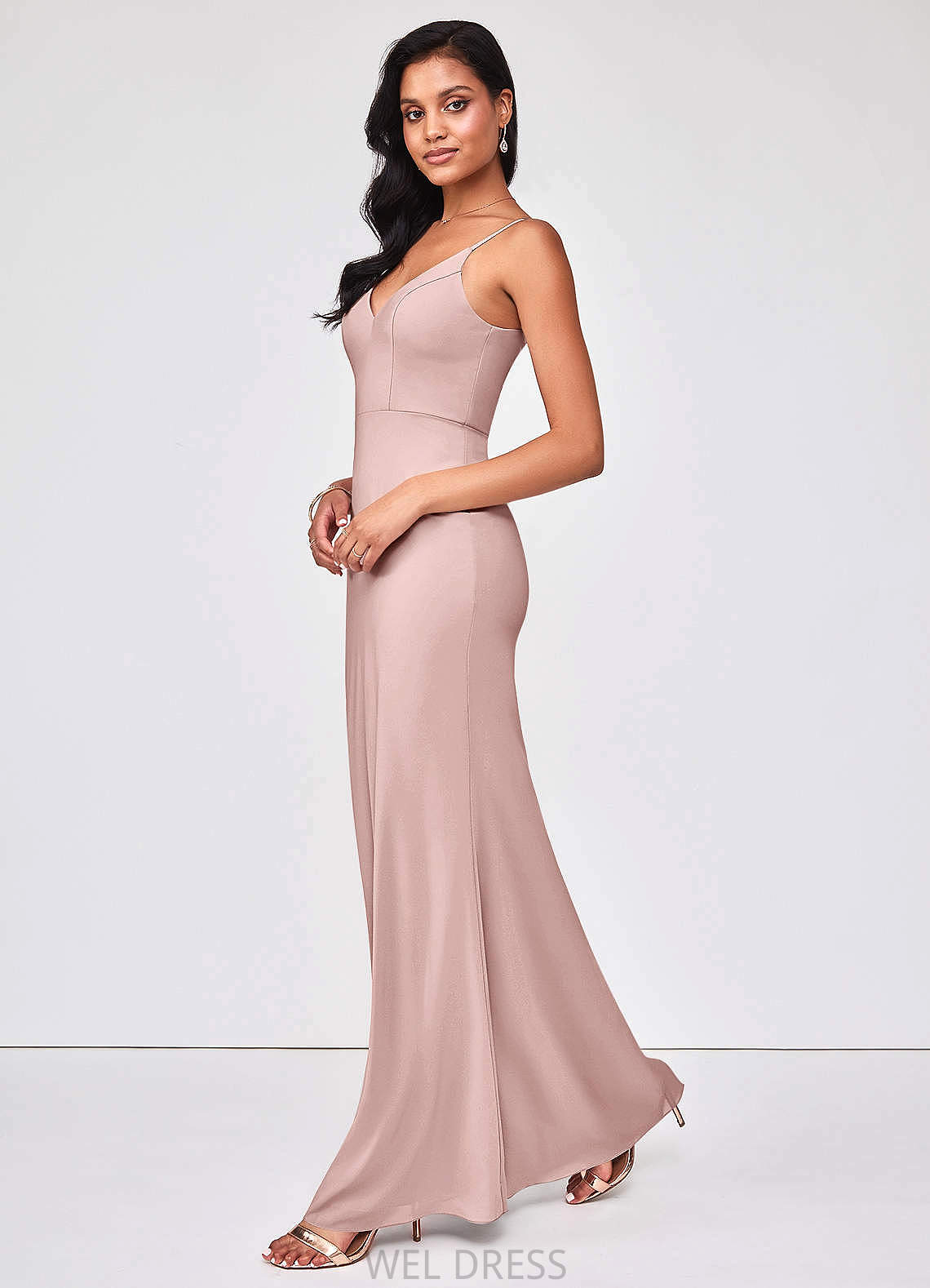 Angelina Floor Length Natural Waist A-Line/Princess Scoop Sleeveless Bridesmaid Dresses