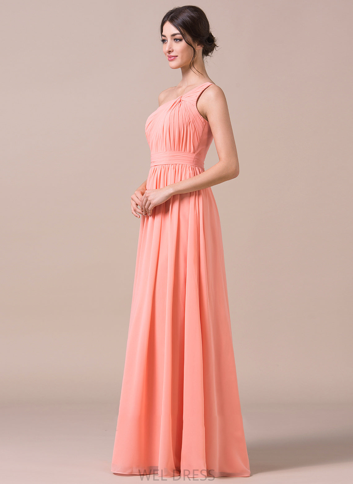 One-Shoulder Ruffle Silhouette A-Line Floor-Length Neckline Fabric Length Embellishment Addisyn Floor Length Spaghetti Staps