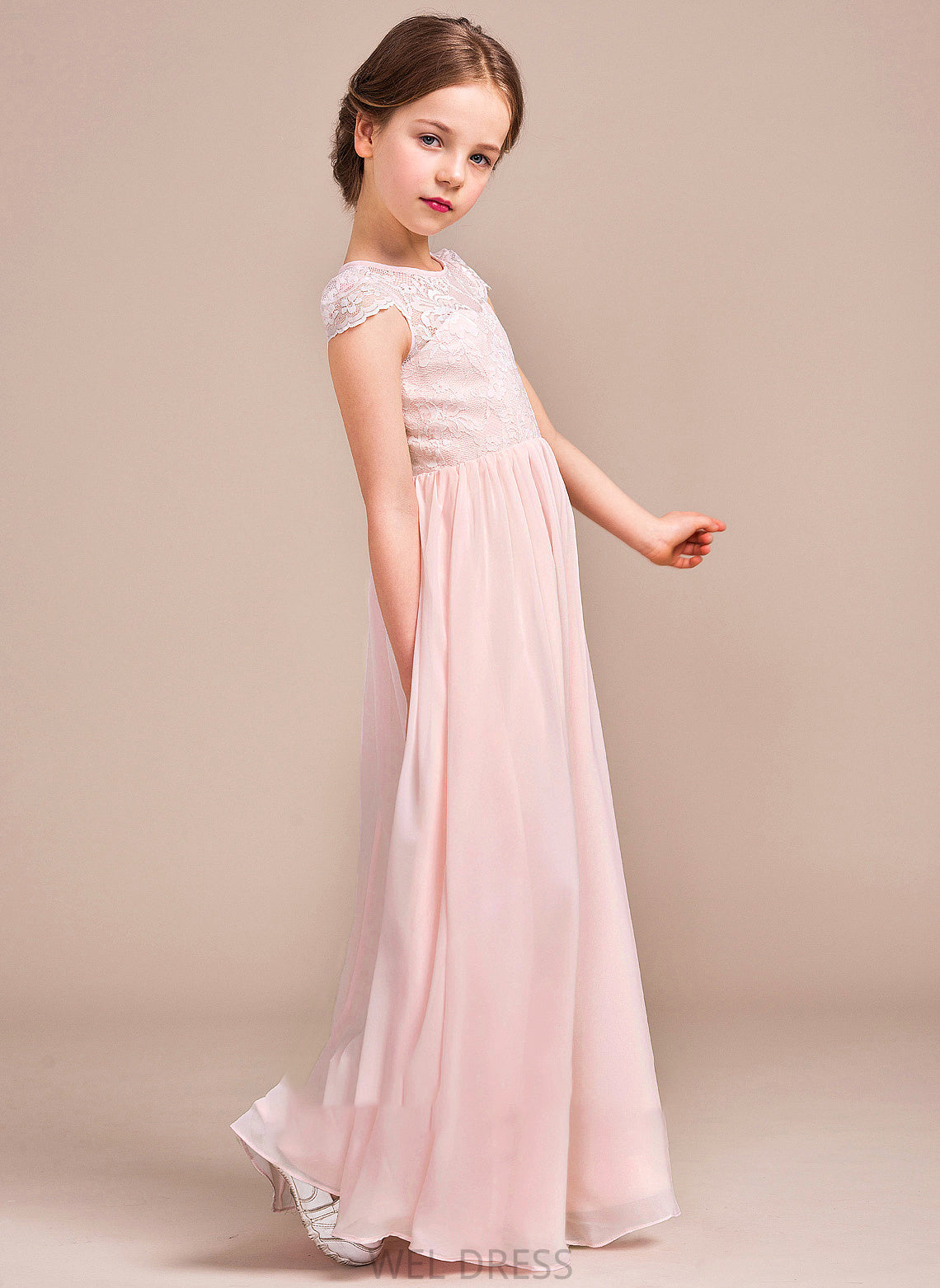 A-LineScoopNeckFloor-LengthChiffonLaceJuniorBridesmaidDress#81155 Taliyah Junior Bridesmaid Dresses