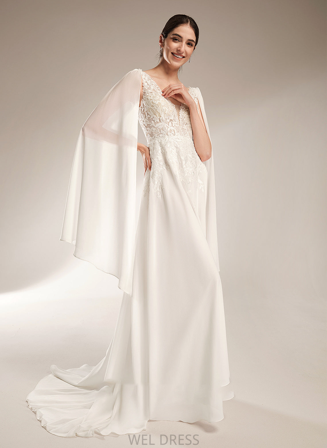 Court Ariana V-neck Wedding Dresses Wedding Dress A-Line Train Sequins With