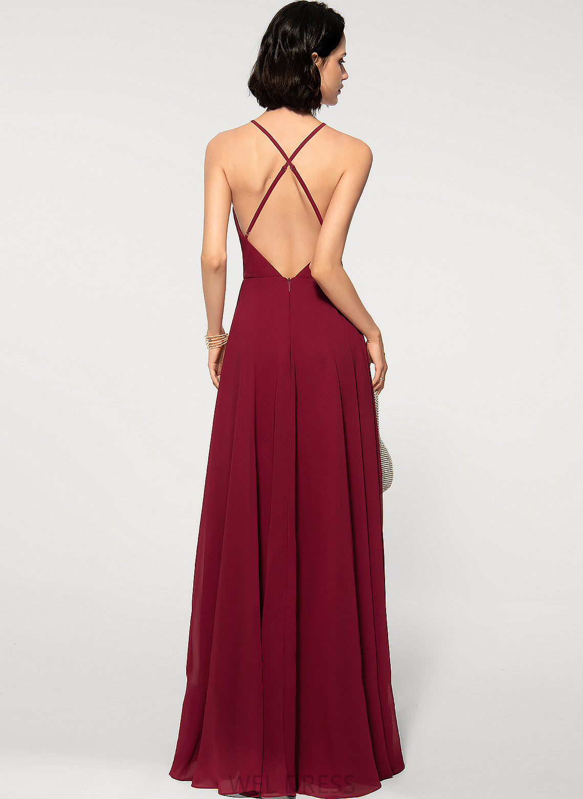 Neckline Straps ScoopNeck A-Line SquareNeckline Length Fabric Floor-Length Silhouette Mckinley Sleeveless V-Neck