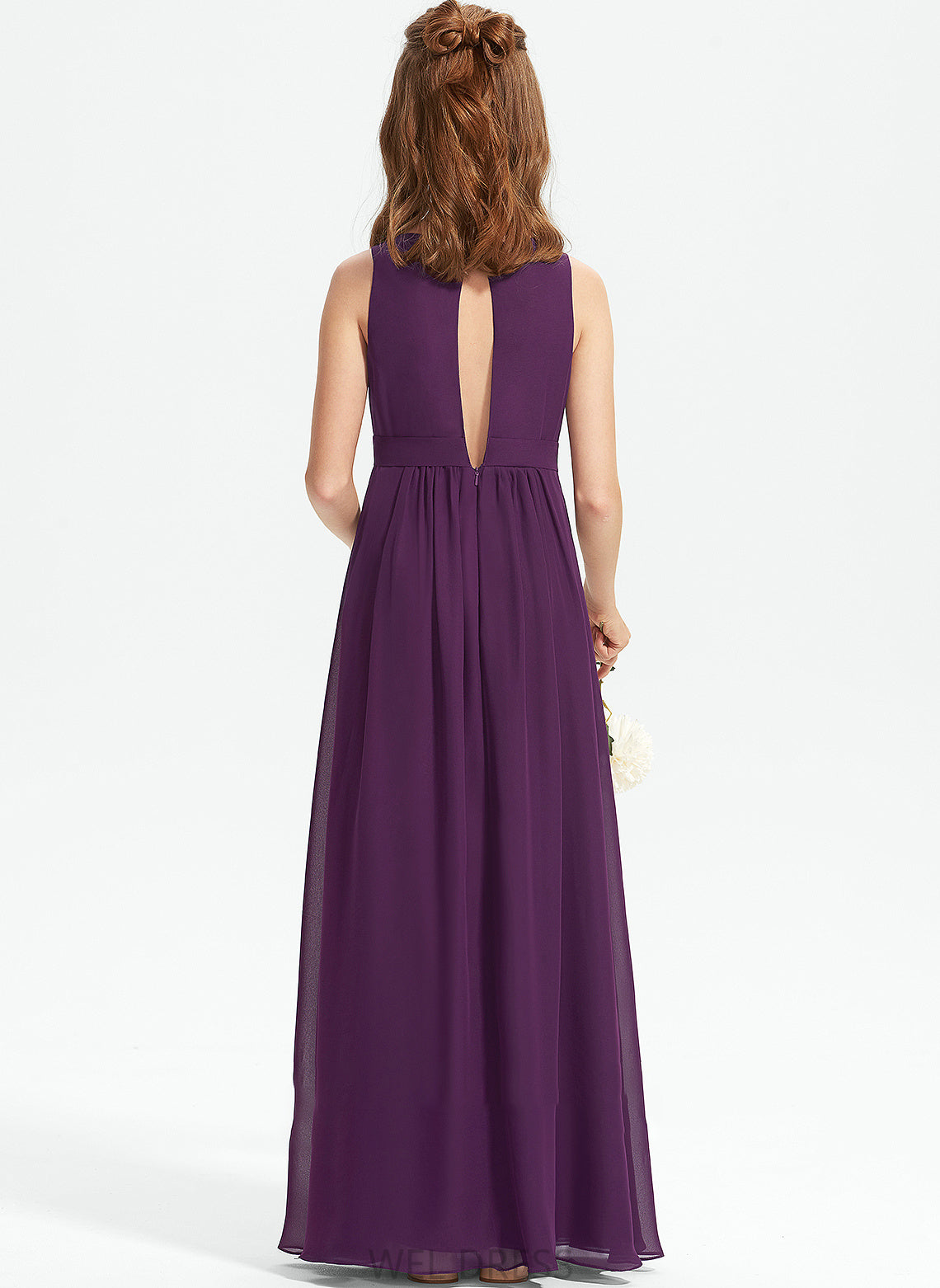 Chiffon V-neck With Junior Bridesmaid Dresses A-Line Ruffles Harmony Floor-Length