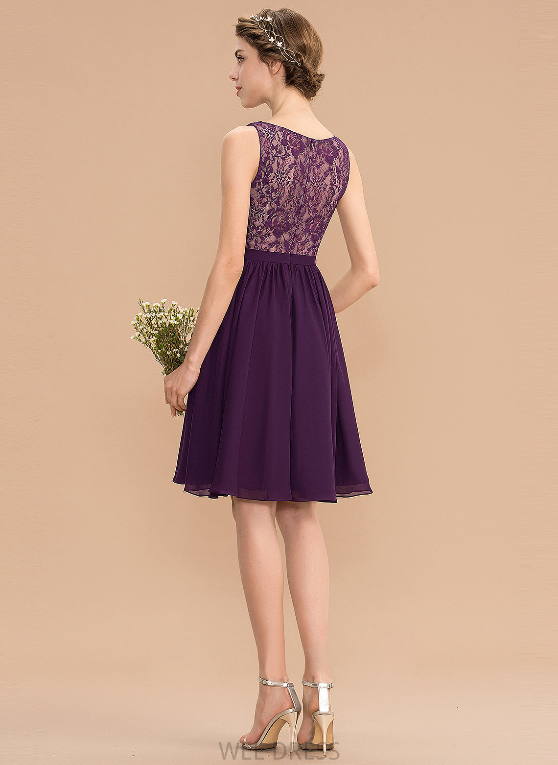 Silhouette Fabric Knee-Length A-Line Length Embellishment Ruffle Neckline V-neck Sarai Trumpet/Mermaid Sleeveless