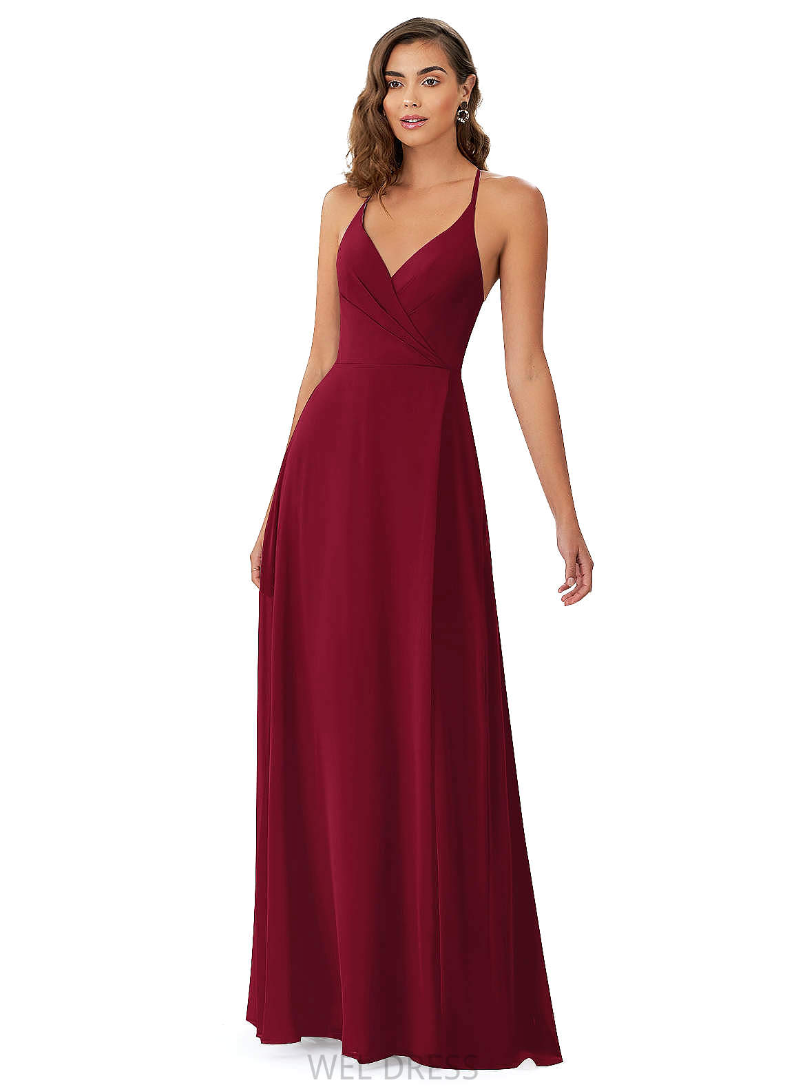 Elaina A-Line/Princess Sleeveless Spaghetti Staps Floor Length Natural Waist Bridesmaid Dresses