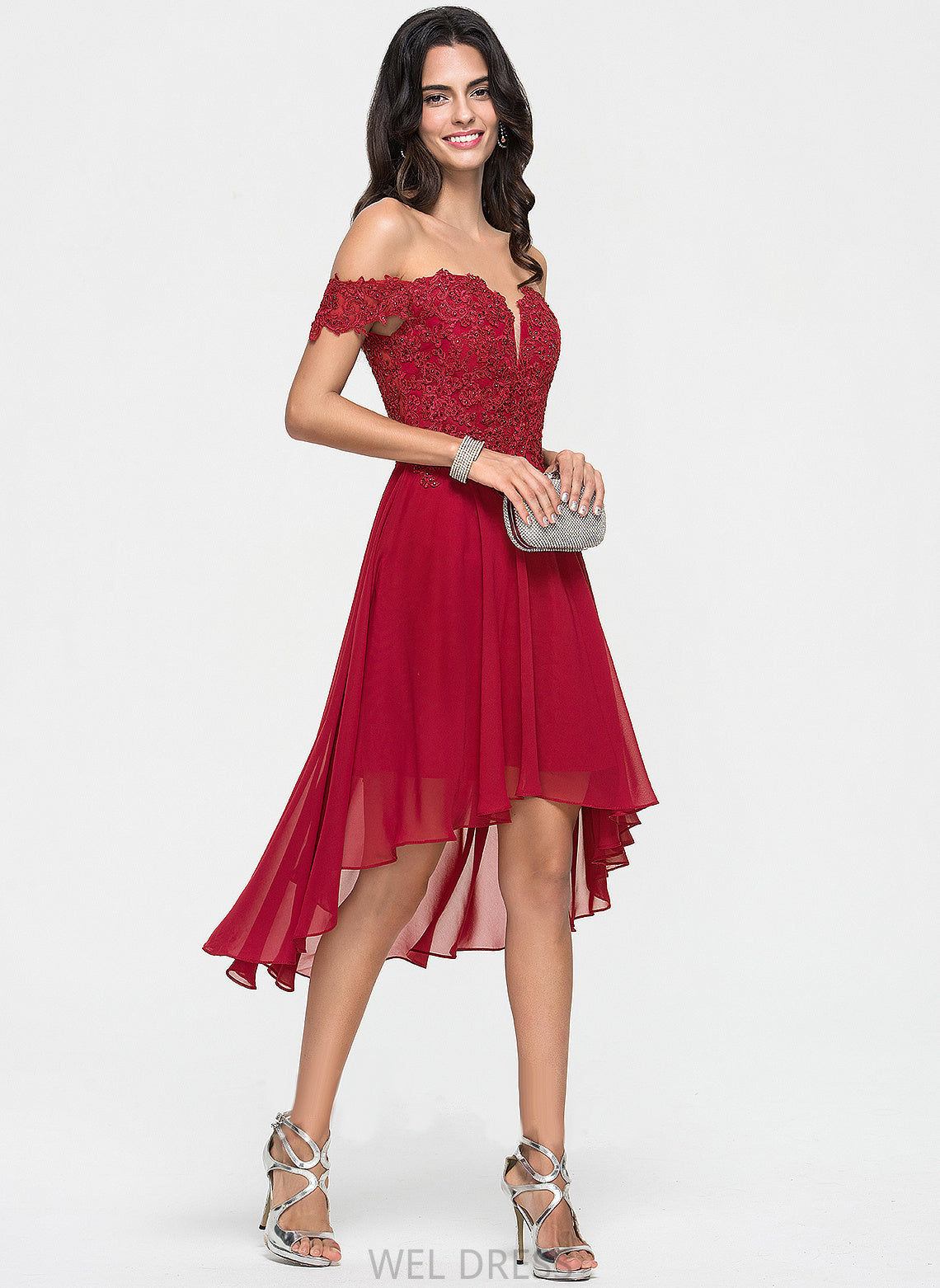 Lace Dress Off-the-Shoulder Homecoming With Chiffon Beading Homecoming Dresses Asymmetrical A-Line Norah
