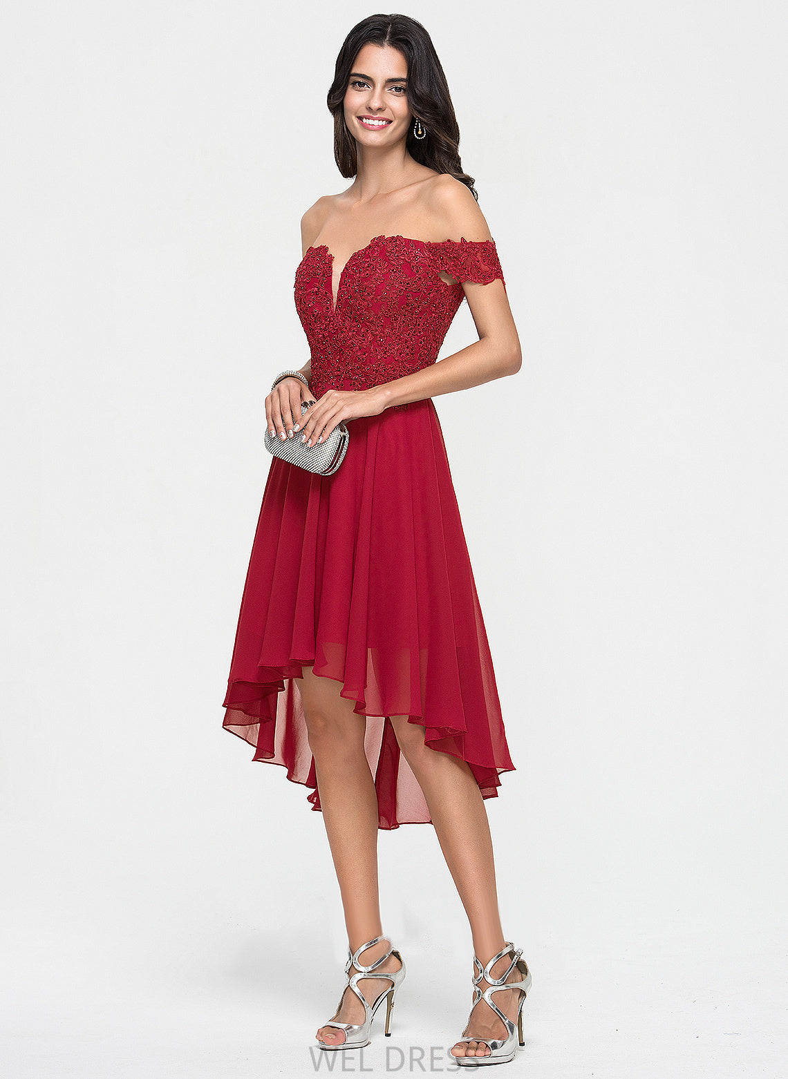 Lace Dress Off-the-Shoulder Homecoming With Chiffon Beading Homecoming Dresses Asymmetrical A-Line Norah