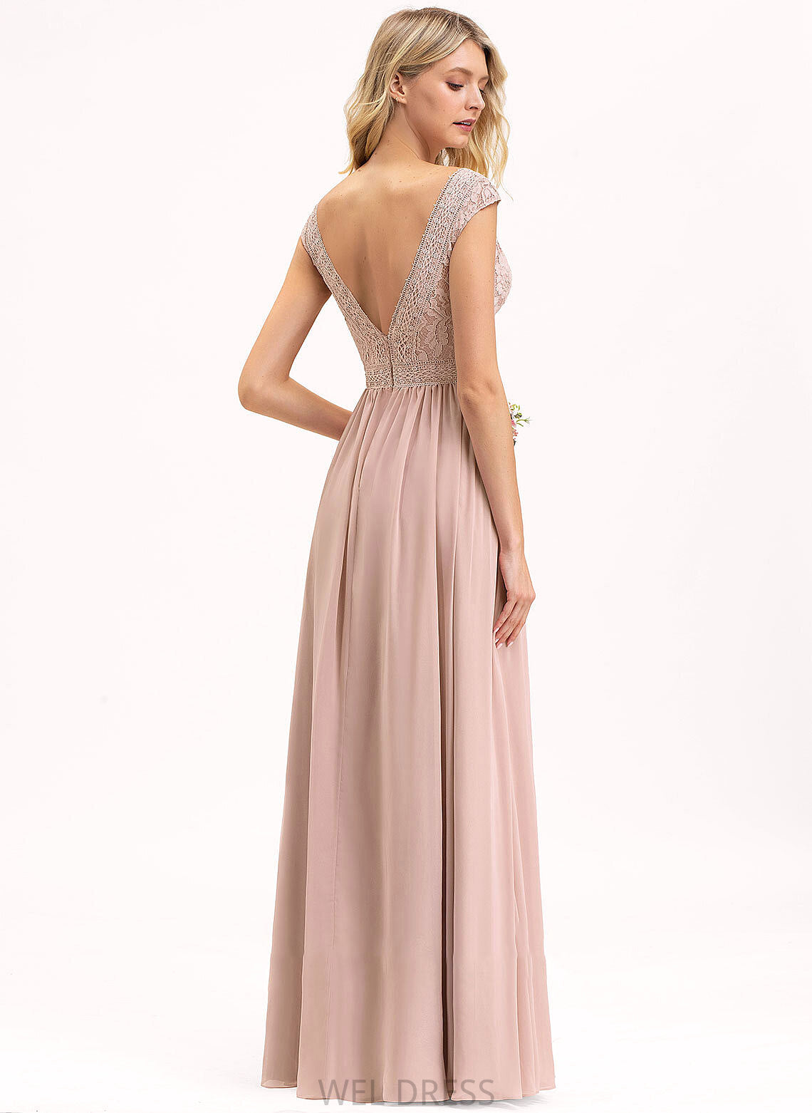 Fabric Lace Neckline V-neck Length Silhouette Floor-Length A-Line Straps Valeria Knee Length A-Line/Princess