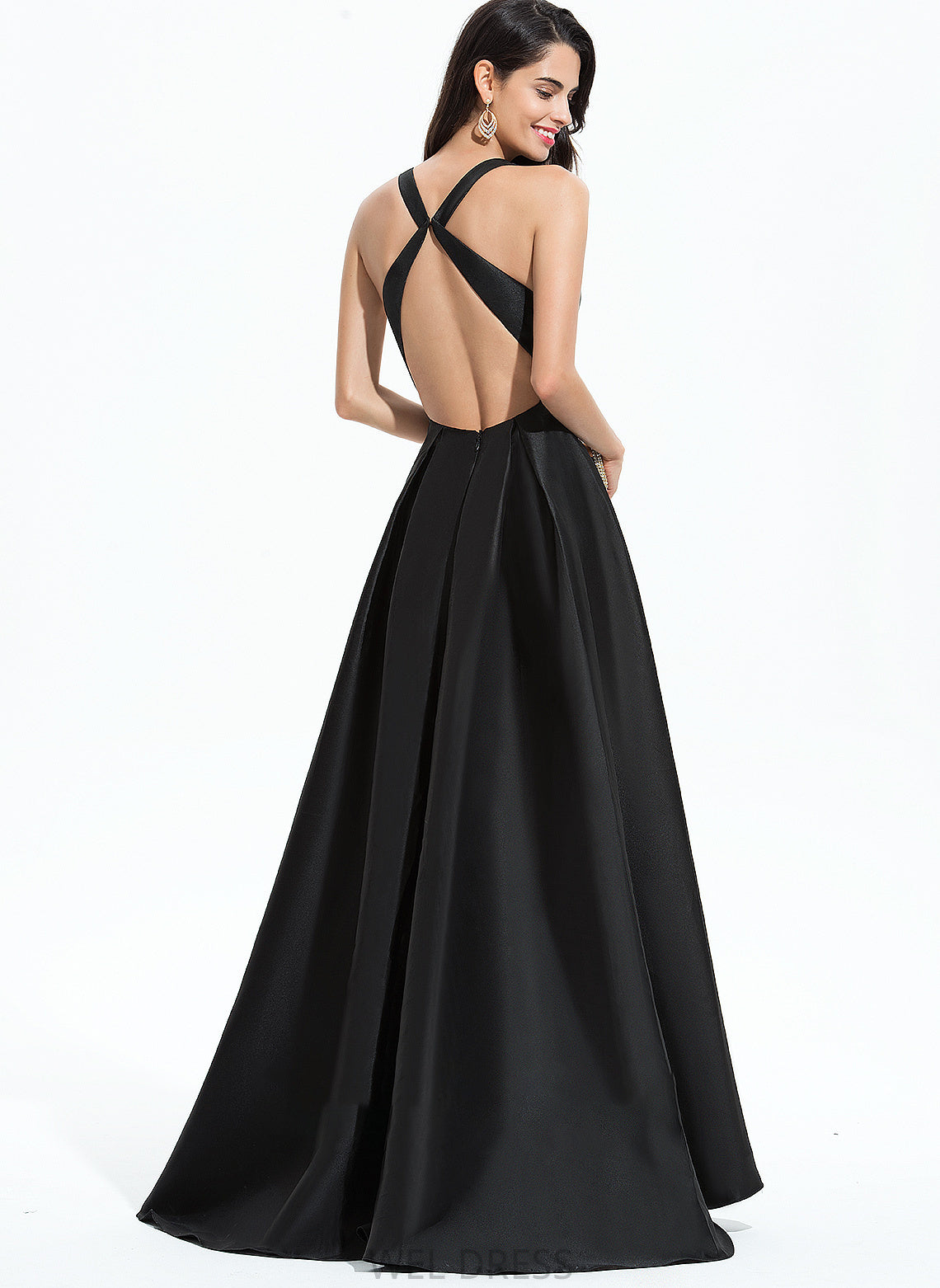 Ruffles Ball-Gown/Princess With Satin Cascading V-neck Julissa Prom Dresses Asymmetrical