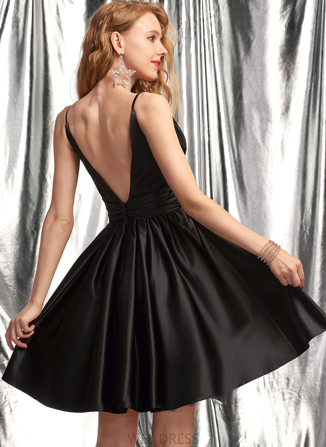 Homecoming Dresses Satin Nicole Homecoming Dress V-neck A-Line Short/Mini