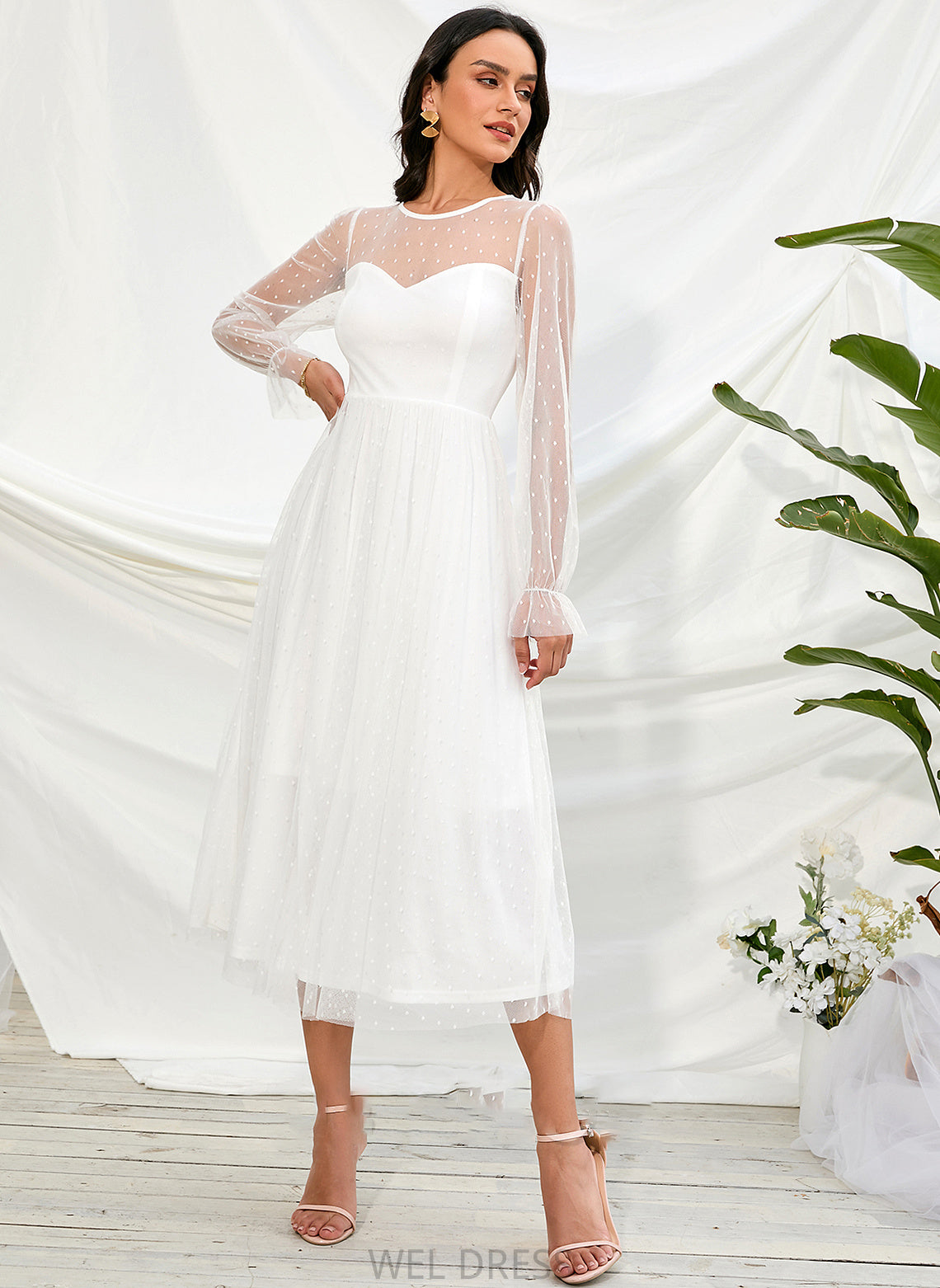 Dress A-Line Tea-Length Wedding Wedding Dresses Macy