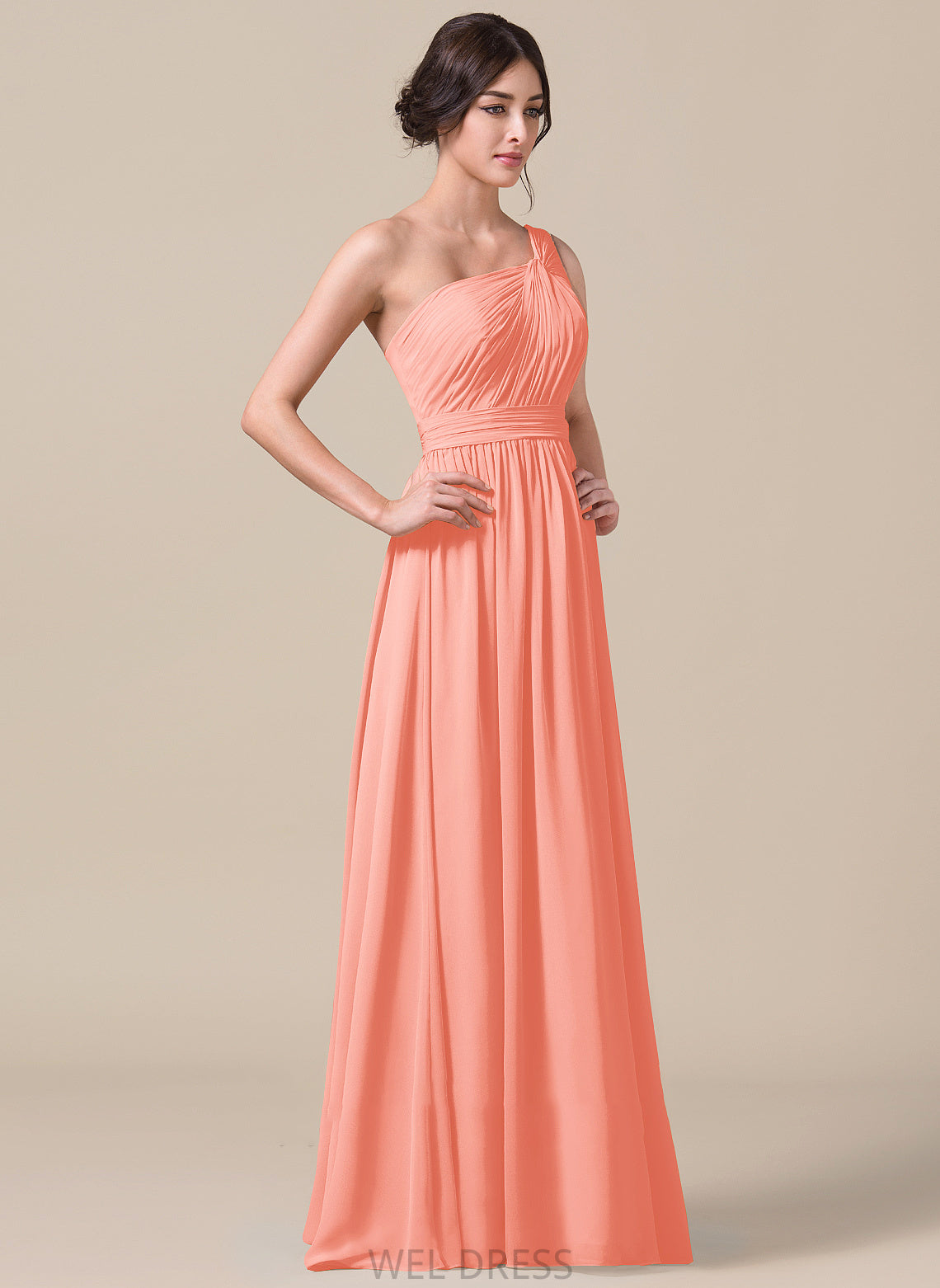 One-Shoulder Ruffle Silhouette A-Line Floor-Length Neckline Fabric Length Embellishment Addisyn Floor Length Spaghetti Staps