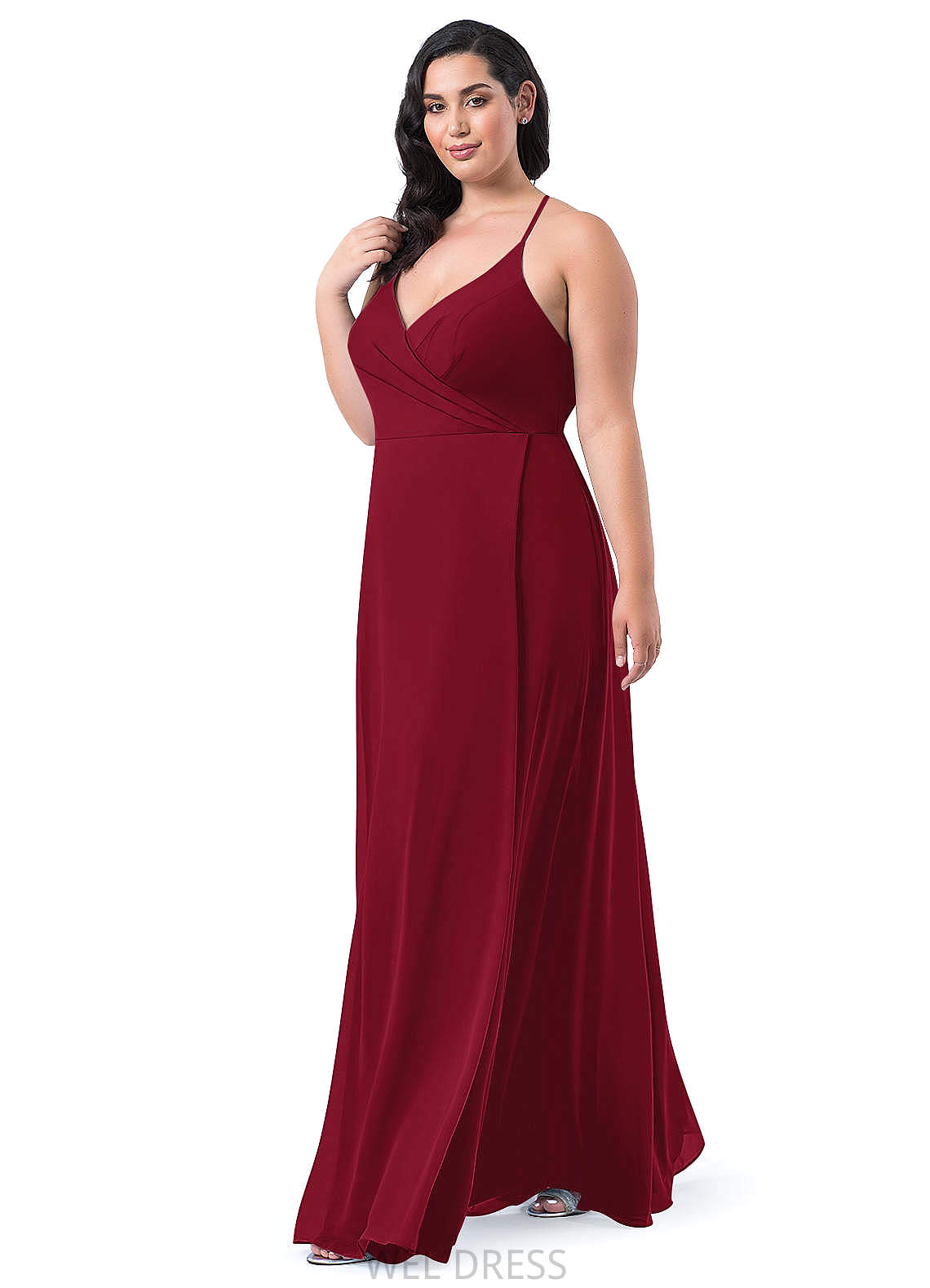 Elaina A-Line/Princess Sleeveless Spaghetti Staps Floor Length Natural Waist Bridesmaid Dresses