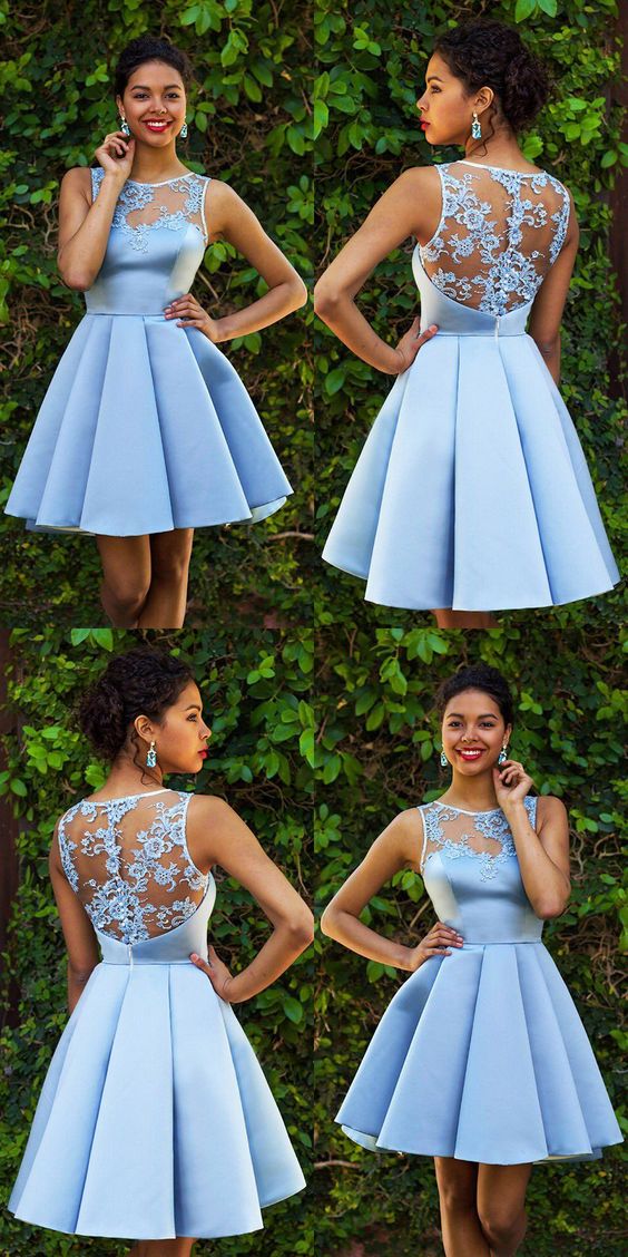 Sky Hadley Blue , Lace , Sexy Homecoming Dresses CD11756