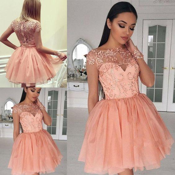 Homecoming Dresses homecoming dresses short, beaded homecoming dresses, coral homecoming dresses Karla CD225