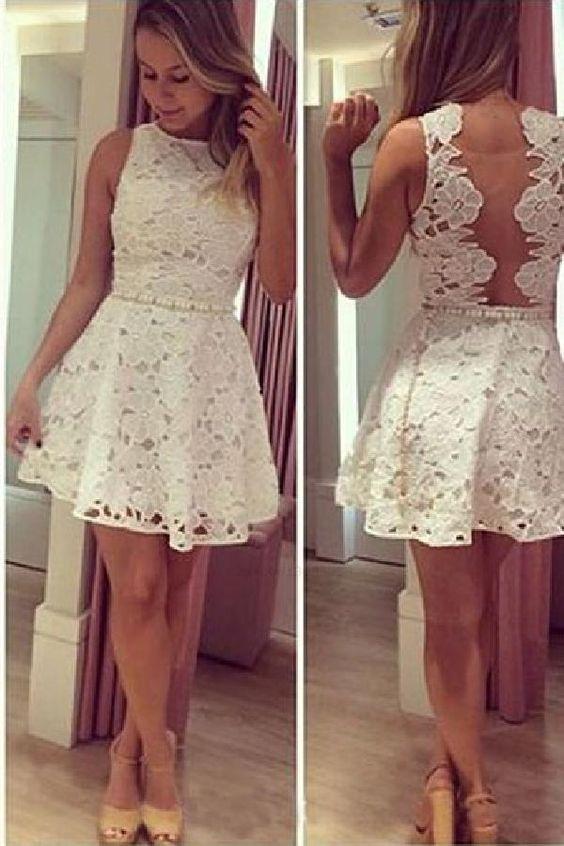 Tianna Ivory Homecoming Dresses , Pretty , Lace CD2877