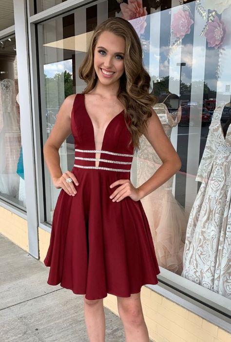 cute burgundy homecoming dresses with pockets, homecoming Homecoming Dresses dresses 2024 Harmony CD3779