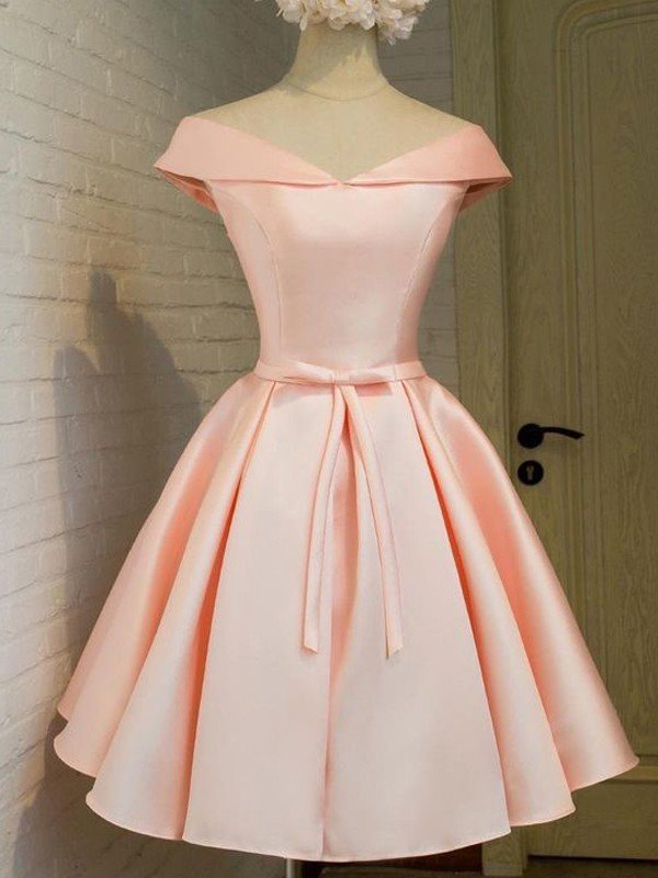 A-Line/Princess V-neck Sleeveless Homecoming Dresses Sash/Ribbon/Belt Satin Short/Mini Faith Dresses